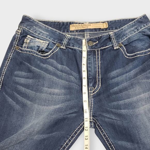 Rock & Roll Cowboy Mens Jeans Double Barrel Relaxed Bootcut Heavy Stitch 38x32 - Picture 8 of 12